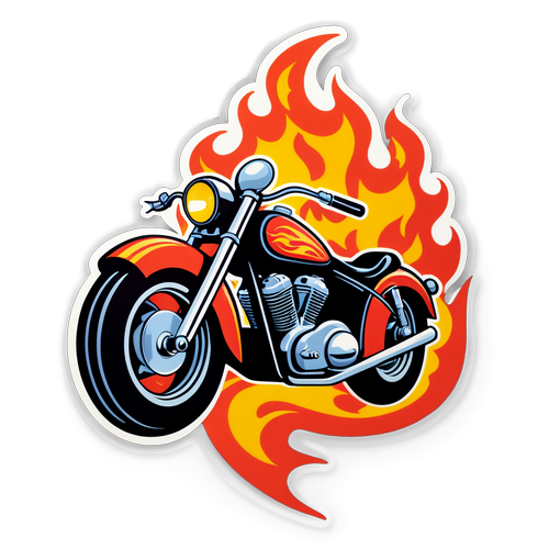 Retro Motorcycle with Flames