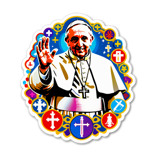 Diseño del Papa Francisco con símbolos católicos