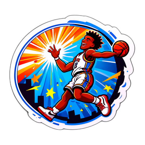 Whimsical Basketball Slam Dunk Sticker