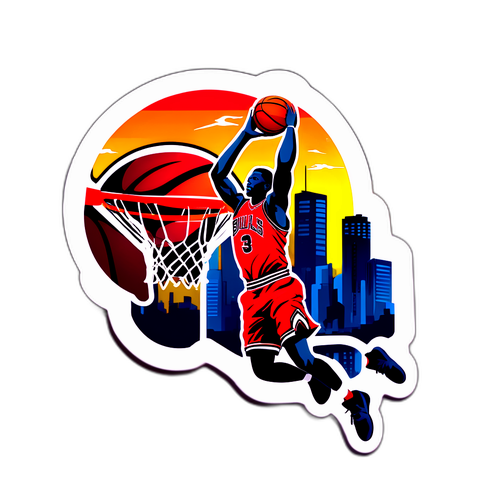 Dynamic Basketball Dunk Sticker