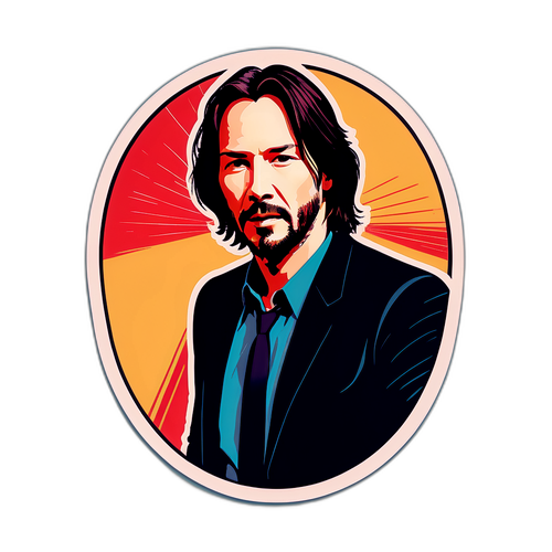 Vintage Keanu Reeves poszter retró színharmóniákban