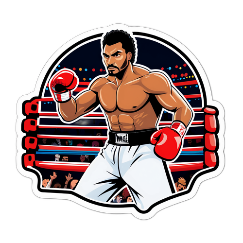 Sticker cu Miguel Gane în postura de luptă