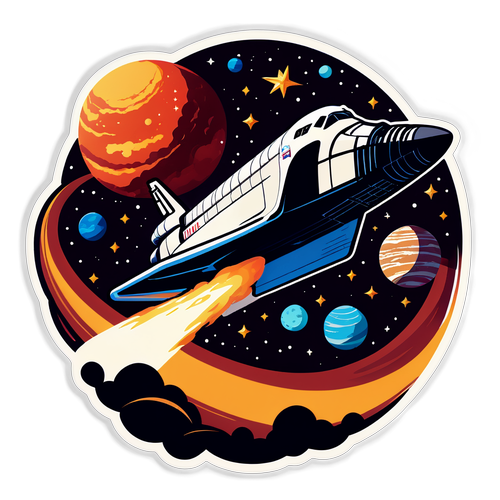 Blast Off Into Adventure: Unleash the Retro Magic of Space with This Vintage Shuttle Sticker!