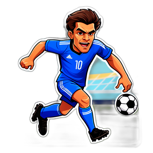 Karikatur Leonardo Campana Dribbling di Lapangan Sepak Bola