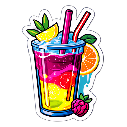Stiker Seru Minuman Berwarna-warni