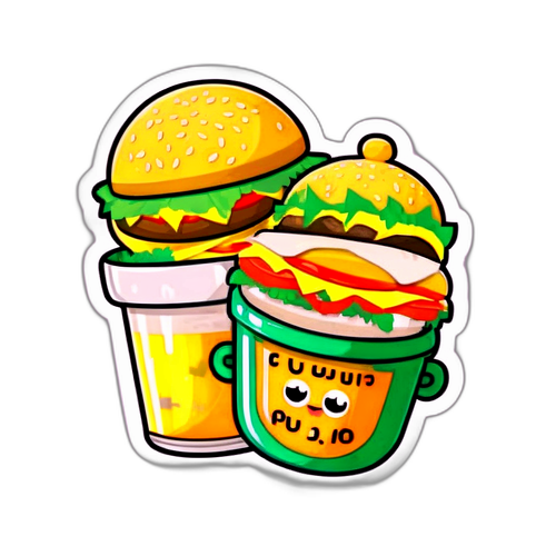 Sticker dễ thương về Giang A Phố và món ăn đường phố nổi tiếng