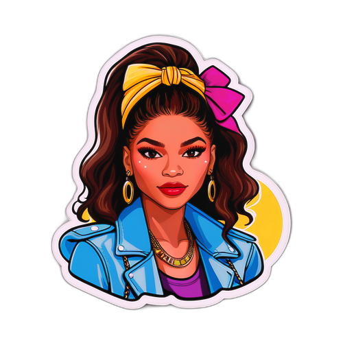 Návrh samolepky inspirované Zendayou s módním tématem
