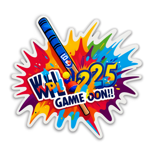 क्रिकेट बैट और बॉल के साथ 'WPL 2025: गेम ऑन!' sticker