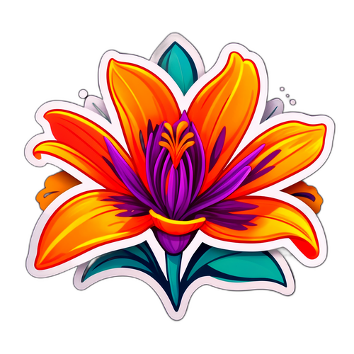 Autocollant de fleur de safran stylisée