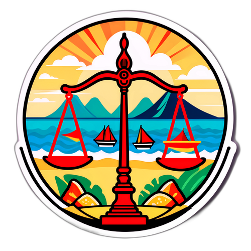 A etiqueta de TJRJ com Balança da Justiça