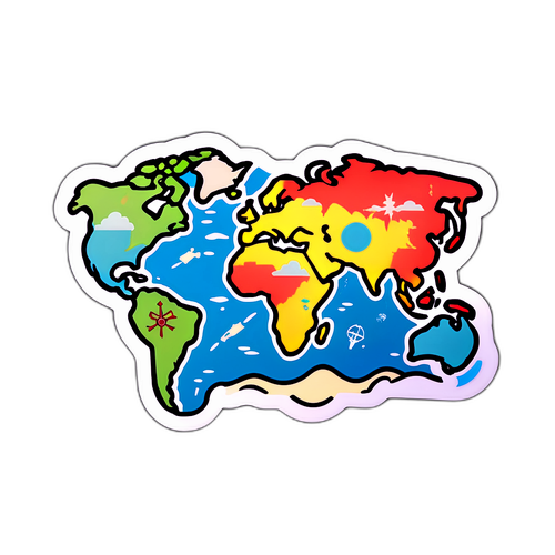 Vintage Dünya Haritası Stickerı