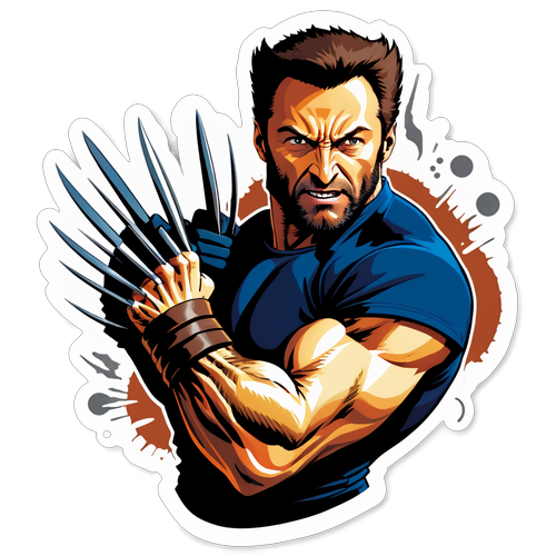 Naklejka przedstawiająca Hugh Jackmana jako Wolverina