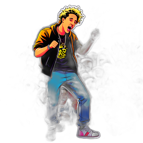 Illustration drôle de Nekfeu en train de rapper