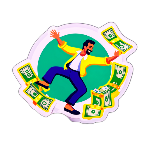 Gelukkige EuroMillions-winnaar die danst met geld