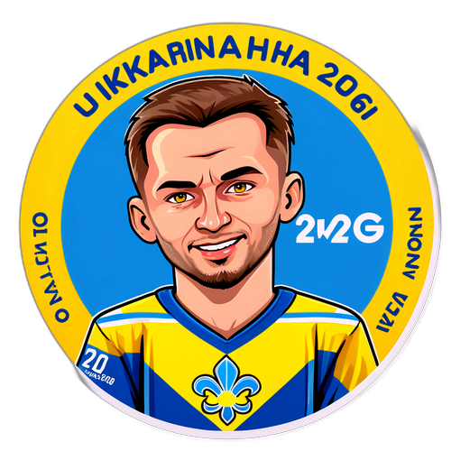 Наклейка з емоційним портретом гравця збірної України з хокею на Олімпіаді 2026