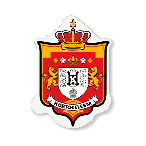 Vullen sticker van Kortrijk verjaardag met symbolische elementen van KV Mechelen en KV Kortrijk