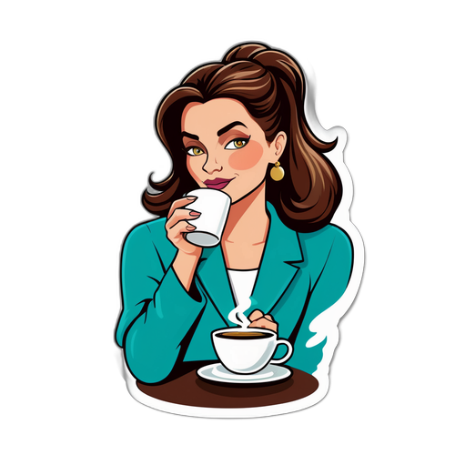 Adesivo di Sonia Bruganelli che sorseggia caffè