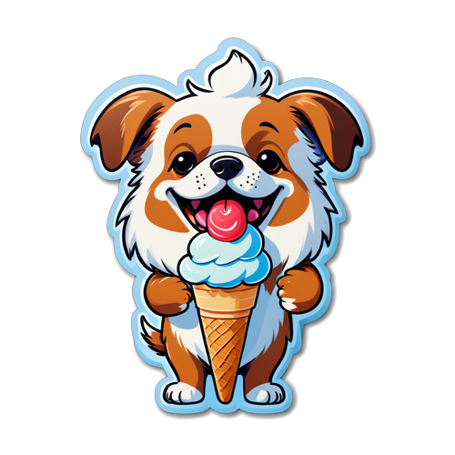 小狗与冰淇淋的夏日快乐