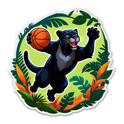 Whimsical Panther Basketball Sticker