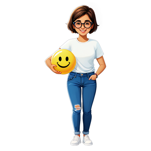 Smiley Pakistani Girl with Short Hair and Glasses