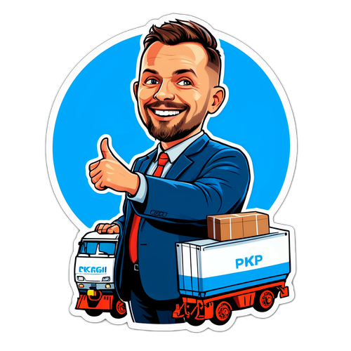 Wesoły Marcin Wojewódzki z wagonami PKP Cargo