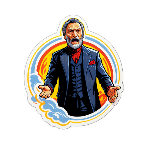 En klistermärke av Tchéky Karyo i en spännande scen