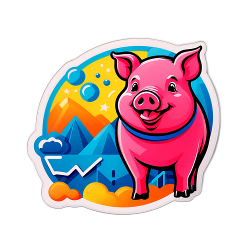 Nhãn dán sinh động về thị trường heo