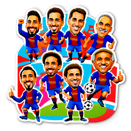 FC Barcelonas Legender i Farverig Karikatur