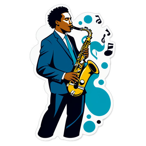 Jazz sa Bawat Nota: Sticker ng Saxophone Player na Puno ng Himig at Estilo!