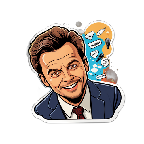 Sticker z Michałem Milowiczem w zabawnym stylu