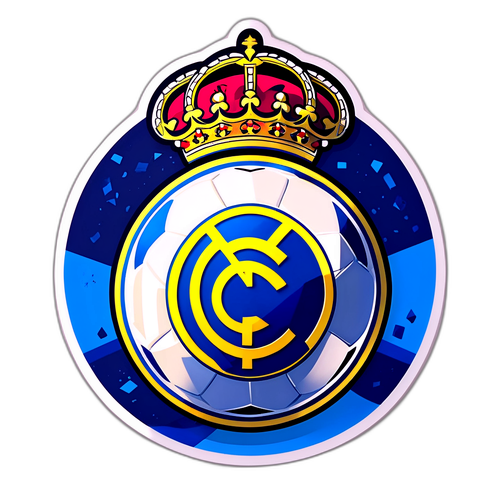 Interaktivní nálepka: Fotbalový míč přecházející v erb Realu Madrid
