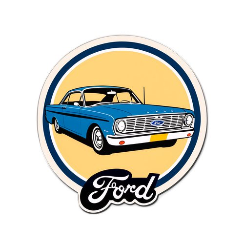 Ford Logo met Retro Auto uit de Jaren '60