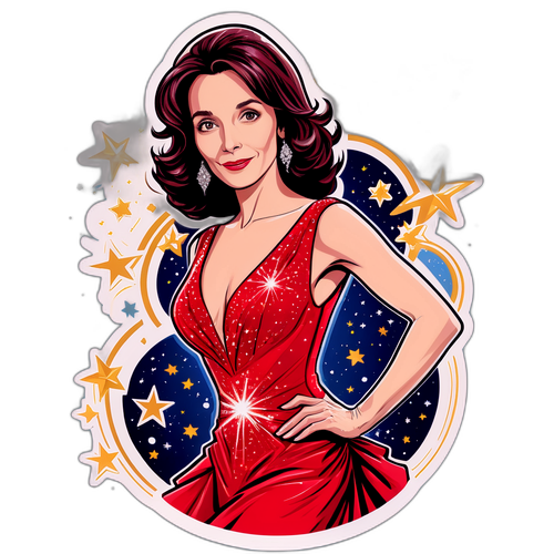 Iris Berben in einem glamourösen roten Kleid