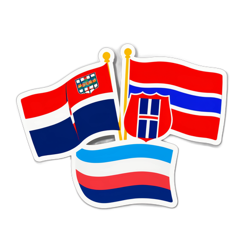 Un adhesivo que muestra las banderas de Paraguay y Noruega con la frase 'Sub-20 en batalla'