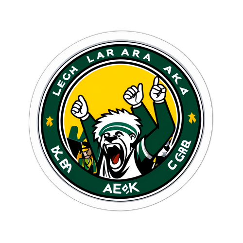 Sticker cu scena meciului dintre Legia Varșovia și AEK Larnaca
