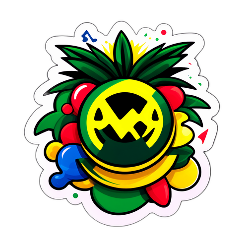 Stiker Tim Nasional Jamaika dengan Vibes Reggae