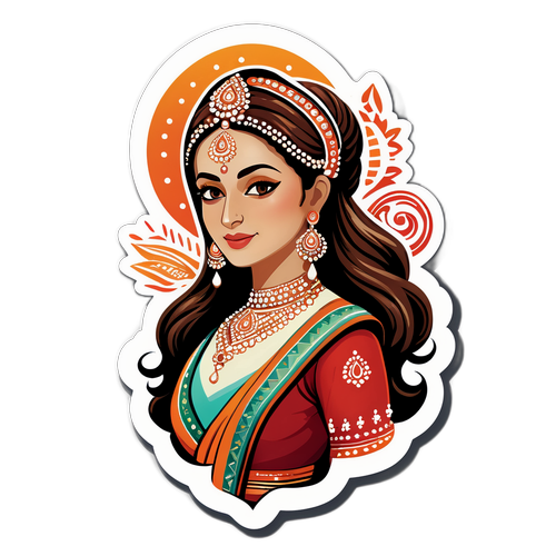 Elegant Illustrasjon av Shefali Jariwala i Festdrakt