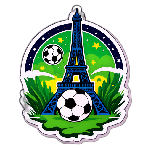 Sticker med Eiffeltårnet og fodbold