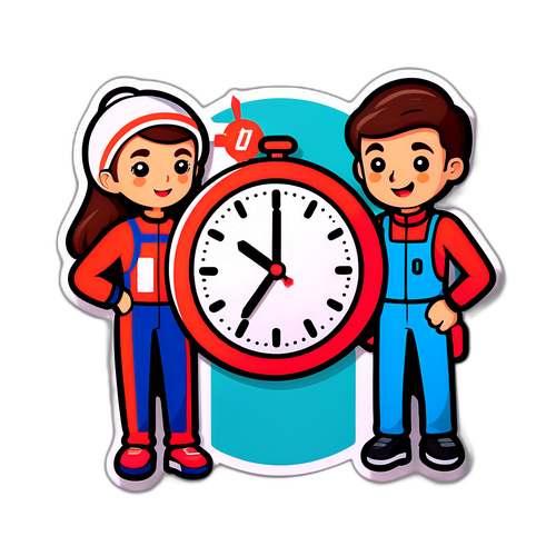 Sticker simbolizando una consulta sobre la hora de la carrera