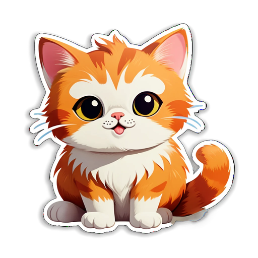 Unleash the Cuteness! The Adorable Orange Tabby Cat Sticker You Can't Resist!