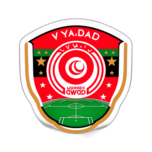 Wydad AC Logo Sticker mit dynamischer Fußballszene