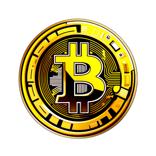 Sleek złoty sticker z symbolem Bitcoina