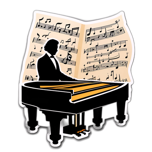 Elegancki sticker z nutami Chopina