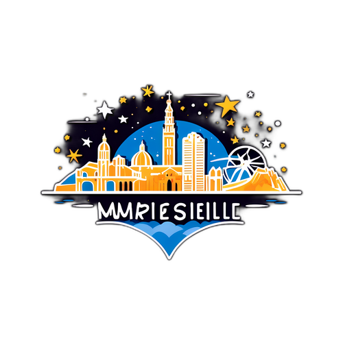 Biểu tượng đường chân trời Marseille vào ban đêm