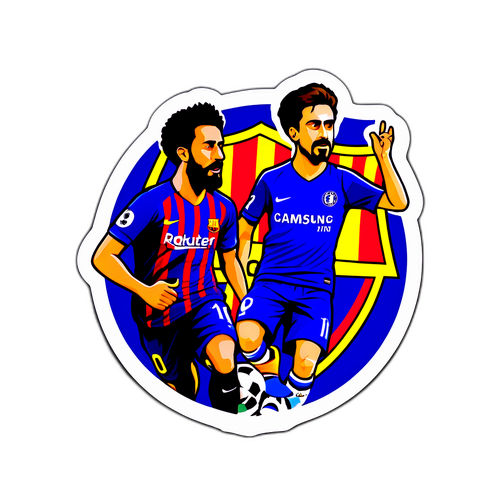 切尔西与巴萨球迷激情对抗的贴纸