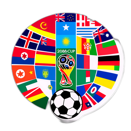 Stiker Sepak Bola dan Gawang dengan Bendera Negara untuk Piala Dunia 2026