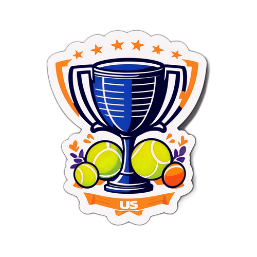 Samolepka s US Open trofejemi