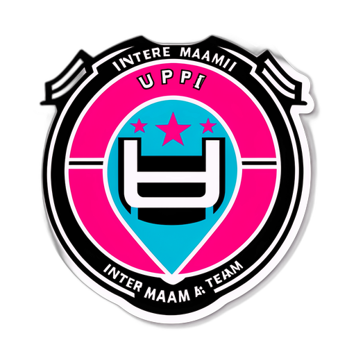 Sticker van een voetbalveld in de vorm van het Inter Miami-logo