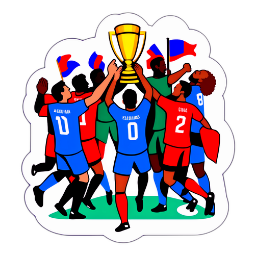 선수들이 네이션스컵에서 축하하는 모습