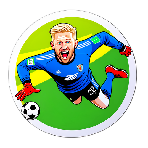 Sjov karikatur af Kasper Schmeichel i en redningsaktion